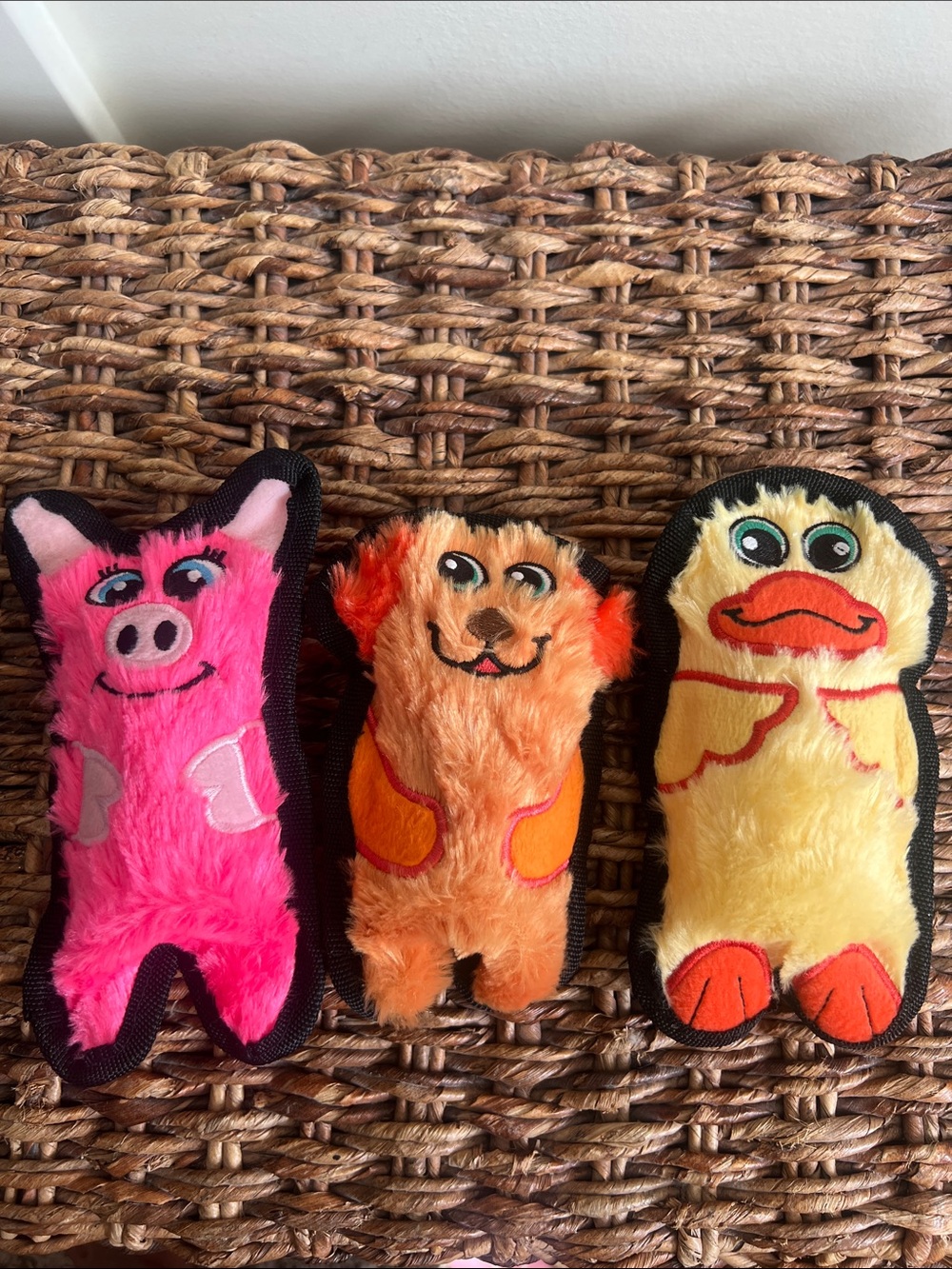 Outward Hound Plush Squeaky Trio - Pink, Orange, Yellow